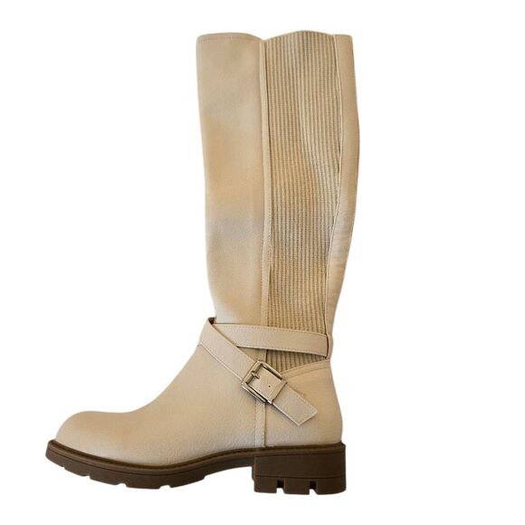 Corkys Womens Hayride Ivory Wide Calf Expandable Tall Boots Size 8 - Picture 1 of 12